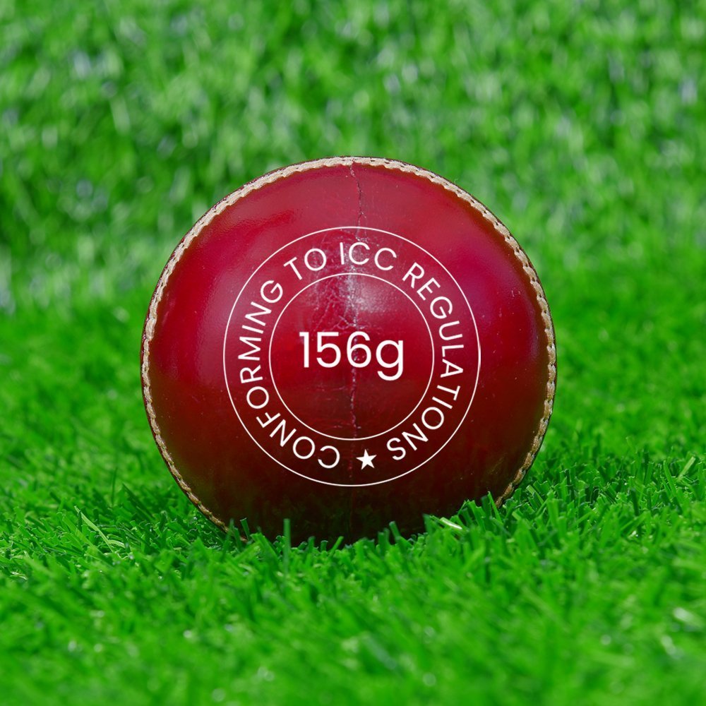 Red Waxed Cricket Leather Ball - Image 3