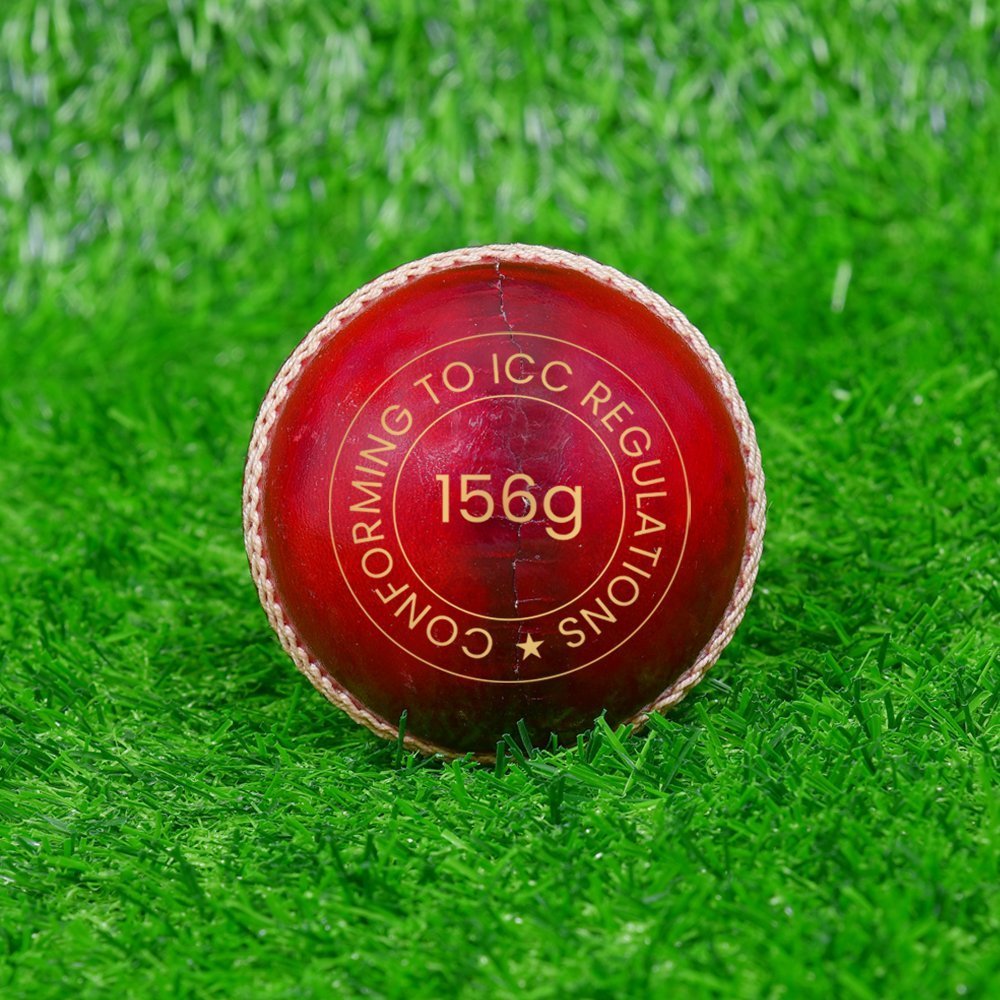 Red Waxed Cricket Leather Ball - Image 3