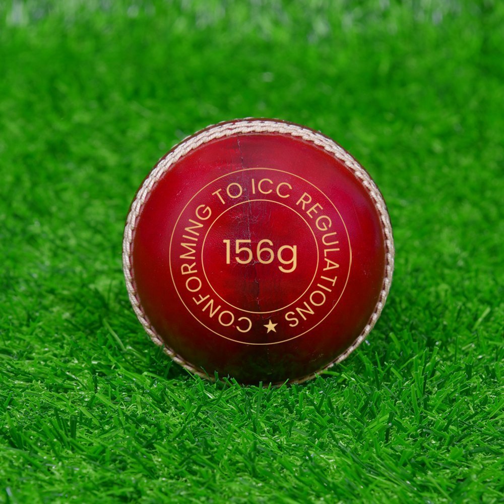 Red Waxed Cricket Leather Ball - Image 3